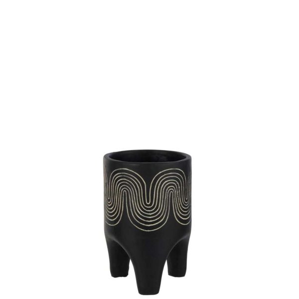 FLOWERPOT ON FOOT GOLF CEMENT BLACK LARGE