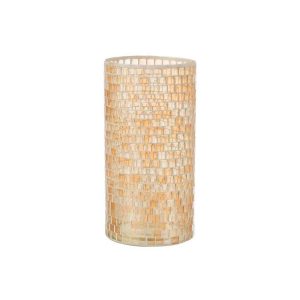 VASE MOSAIC ROUND GLASS ORANGE