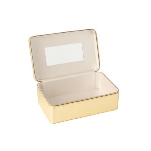 COSMETIC BOX RECTANGLE+MIRROR ARTIFICIAL LEATHER GOLD