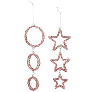 HANGER CIRCLE/STAR GLASS GLITTER COPPER ASSORTMENT OF 2