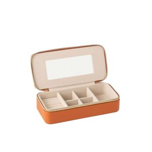 JEWELLERY BOX RECTANGLE+MIRROR ARTIFICIAL LEATHER COGNAC