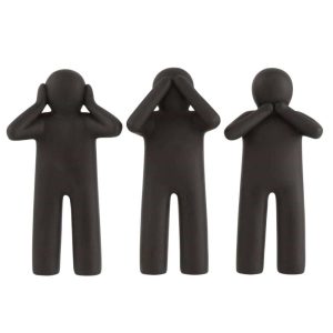 P'TIT MAURICE SEE/HEAR/SPEAK NO EVIL POLY BLACK LARGE ASSORTMENT OF 3