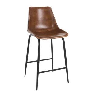 BAR STOOL LEATHER/METAL BROWN