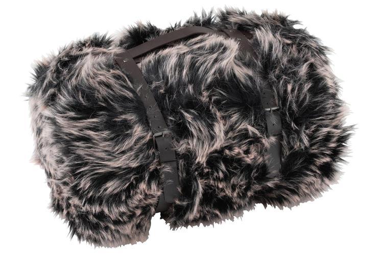 PLAID FAKE FUR LONG GREY/BLACK/WHITE