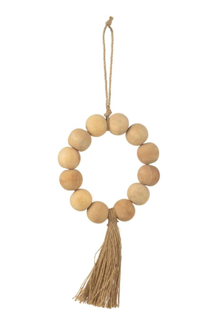HANGER BEAD WREATH MANGO WOOD NATURAL
