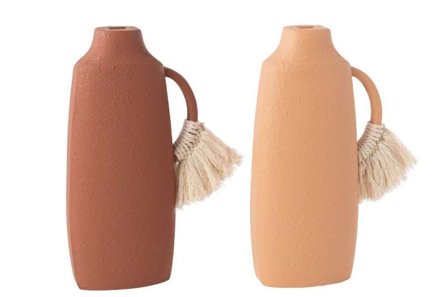 VASE DECORATION TOLI MDF BROWN/NATURAL ASSORTMENT OF 2