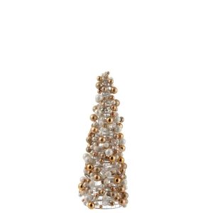 CONE MINI CHRISTMAS BAUBLES ECRU/GOLD SMALL