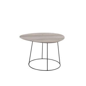 COFFEE TABLE OVAL DISTORTED MDF/IRON NATURAL/BLACK SMALL