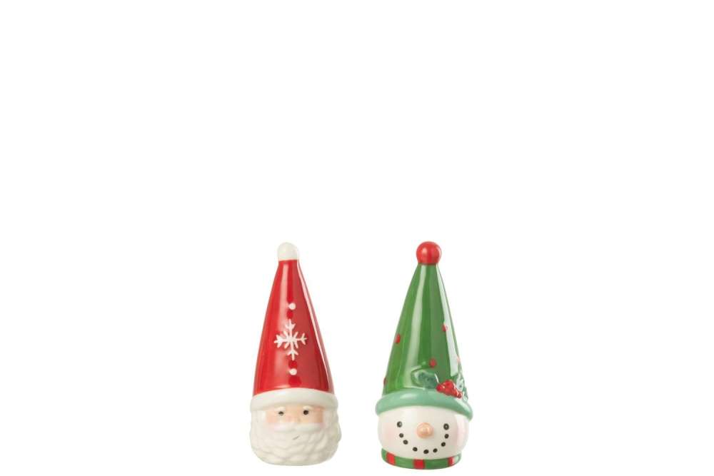 SALT & PEPPER SANTA CLAUS  +  SNOWMAN DOLOMITE MULTICOLORED