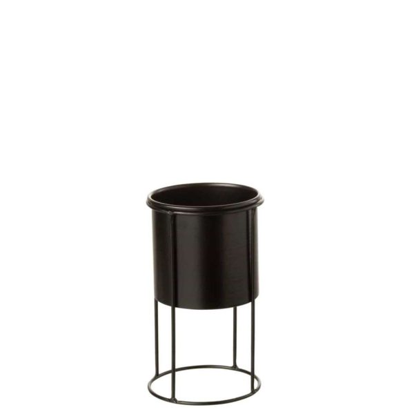FLOWERPOT ON FOOT METAL BLACK SMALL