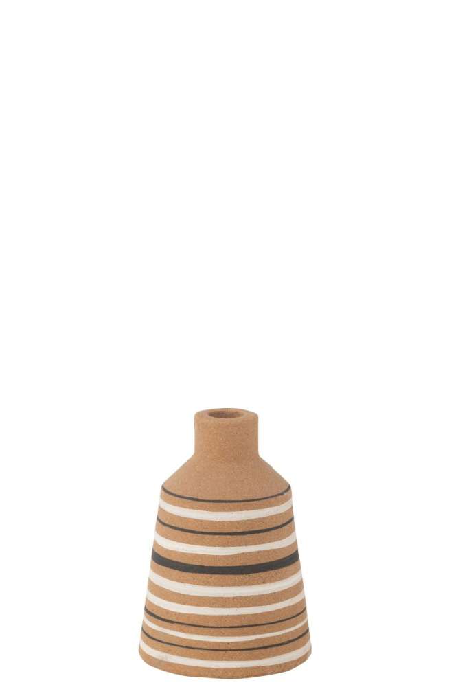 VASE TUKANO STRIPES TERRA BROWN/BLACK/WHITE SMALL