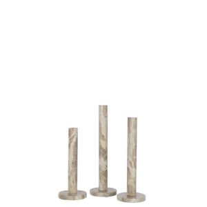 SET OF 3 CANDLE HOLDER MARBLE BEIGE