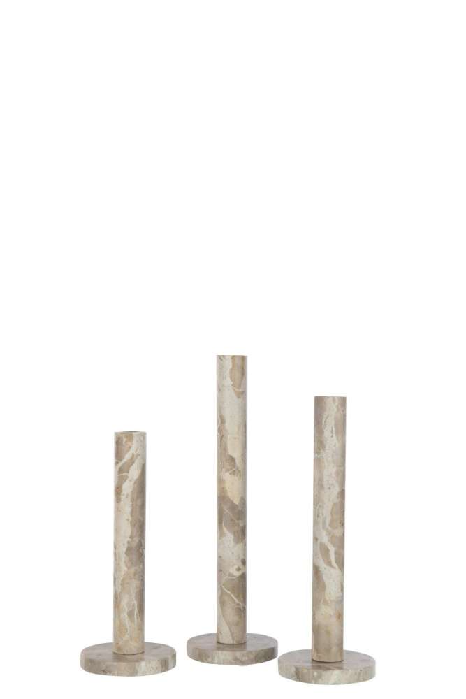 SET OF 3 CANDLE HOLDER MARBLE BEIGE