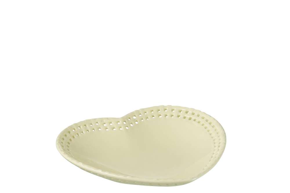 PLATE HEART SHAPE CERAMIC YELLOW