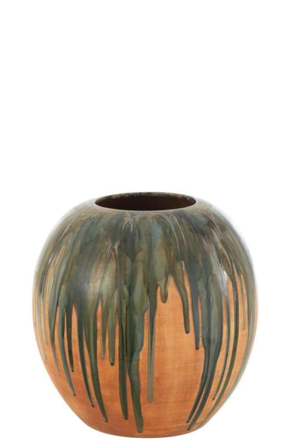 FLOWER POT PAINT STRIPE CERAMIC MIX MEDIUM