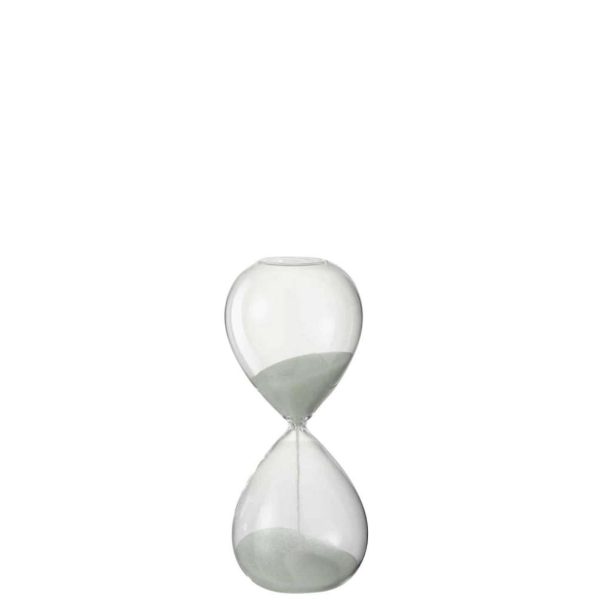 HOURGLASS DECO GLASS/SAND WHITE SMALL