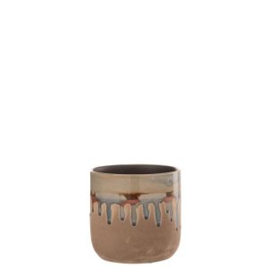FLOWER POT DROPLET CERAMIC BEIGE/GREY SMALL