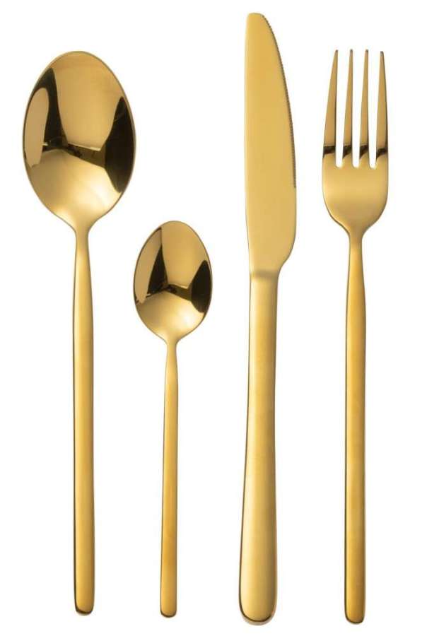 BOX CUTLERY B 24 PIECES STAINLESS STEEL SHINY GOLD