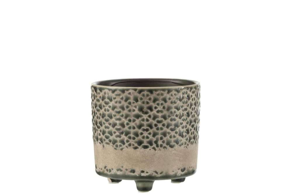 FLOWERPOT MOSAIC CERAMIC GREY/BLUE SMALL