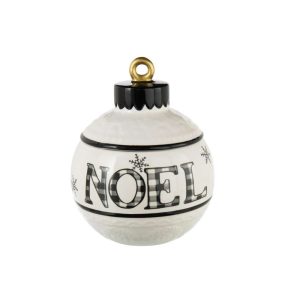 STORAGE JAR CHRISTMAS BALL ROUND DOLOMITE WHITE/BLACK