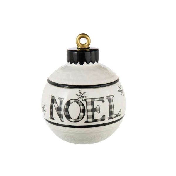 STORAGE JAR CHRISTMAS BALL ROUND DOLOMITE WHITE/BLACK