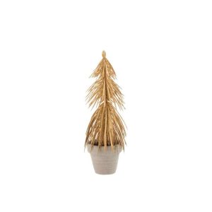 PINE TREE IN POT GLITTER PLASTIC GOLD
