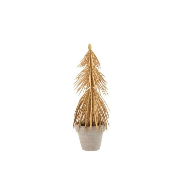 PINE TREE IN POT GLITTER PLASTIC GOLD