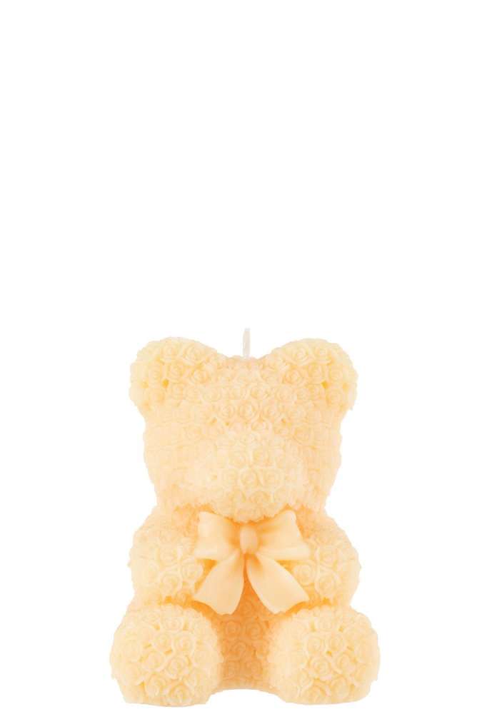 CANDLE TEDDY BEAR LIGHT YELLOW MEDIUM-15H