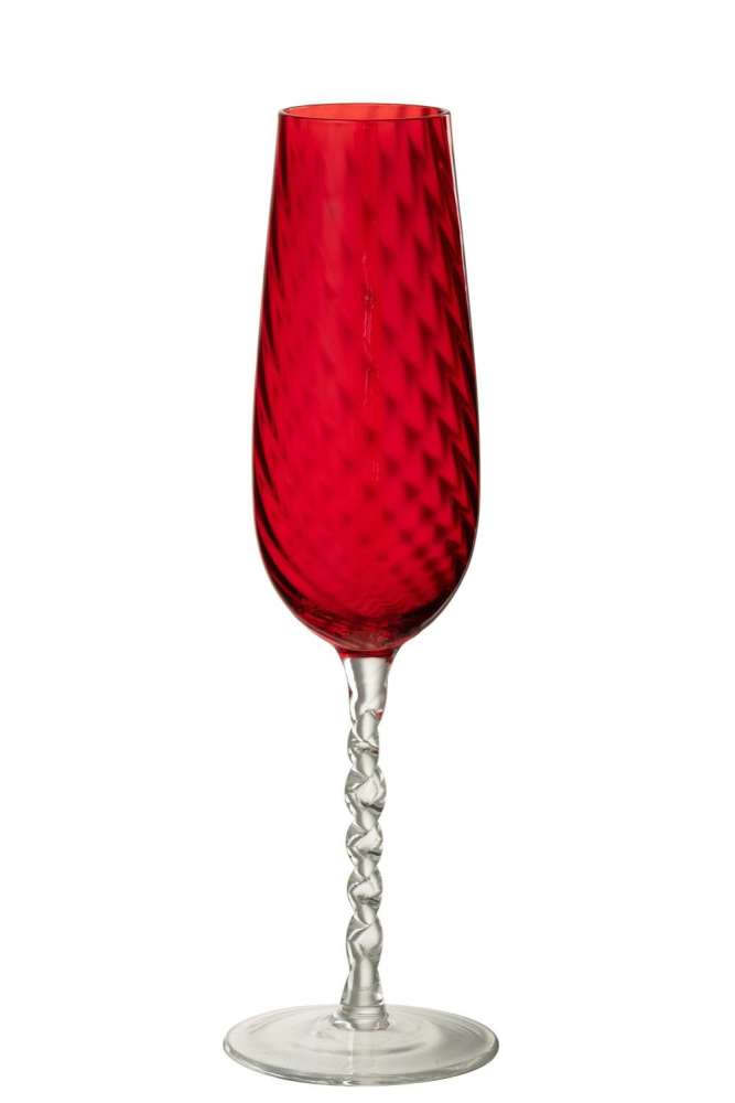 CHAMPAGNE GLASS STRIPED GLASS RED