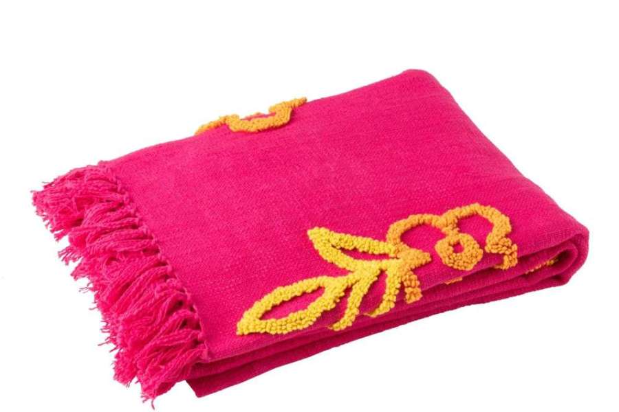 PLAID FLOWERS COTTON PINK+ORANGE/YELLOW