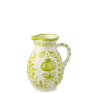 PITCHER GRANADA CERAMIC WHITE/GREEN MEDIUM