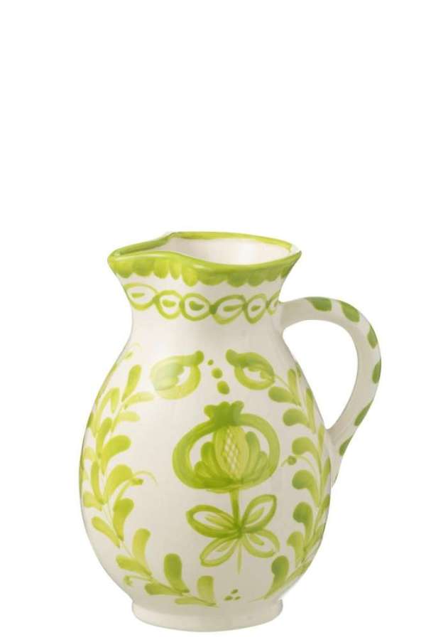PITCHER GRANADA CERAMIC WHITE/GREEN MEDIUM