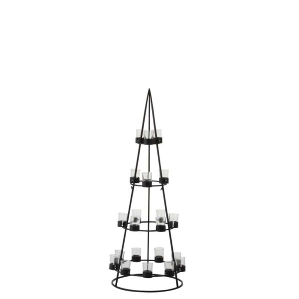 TREE 21 TEA LIGHT HOLDERS METAL/GLASS BLACK