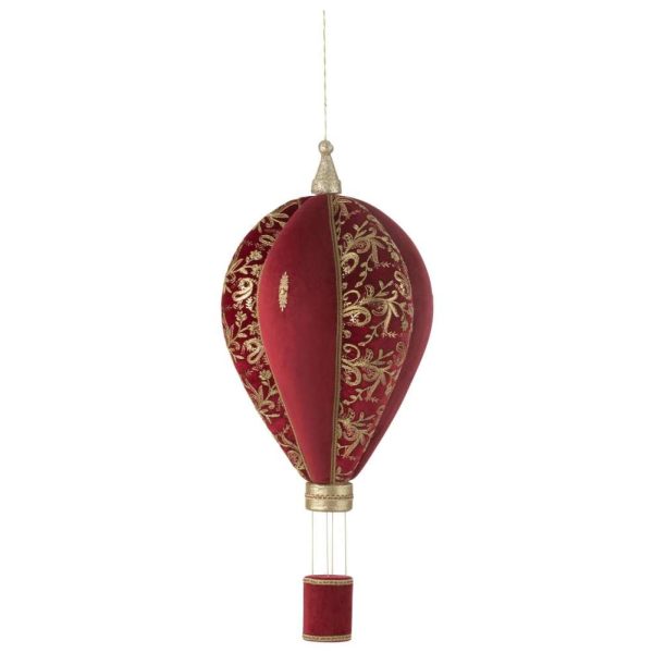 HOT AIR BALLOON HANGING POLYFOAM/TEXTILE RED/GOLD LARGE