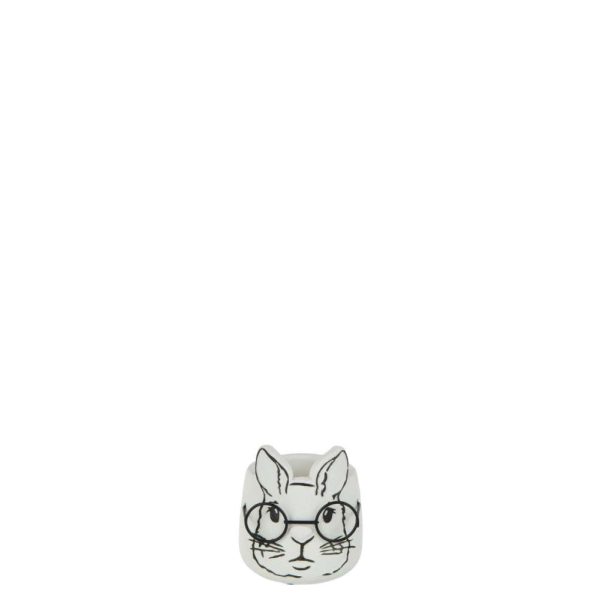 FLOWERPOT RABBIT CEMENT WHITE SMALL