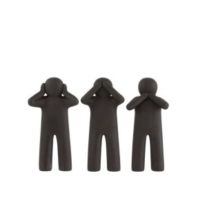 P'TIT MAURICE SEE/HEAR/SPEAK NO EVIL POLY BLACK SMALL ASSORTMENT OF 3