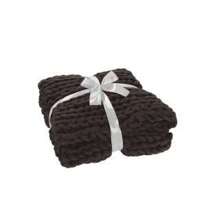 PLAID KNITTED ACRYLIC DARK GREY