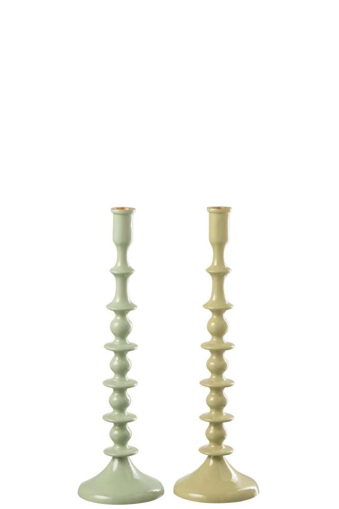 CANDLESTICK ALUMINIUM GREEN ASSORTMENT OF 2