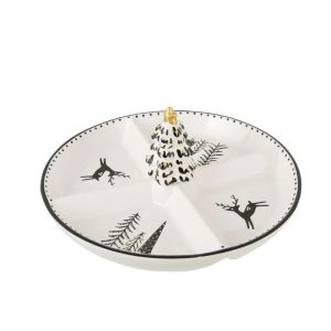 SERVING PLATE DOLOMITE WHITE/BLACK