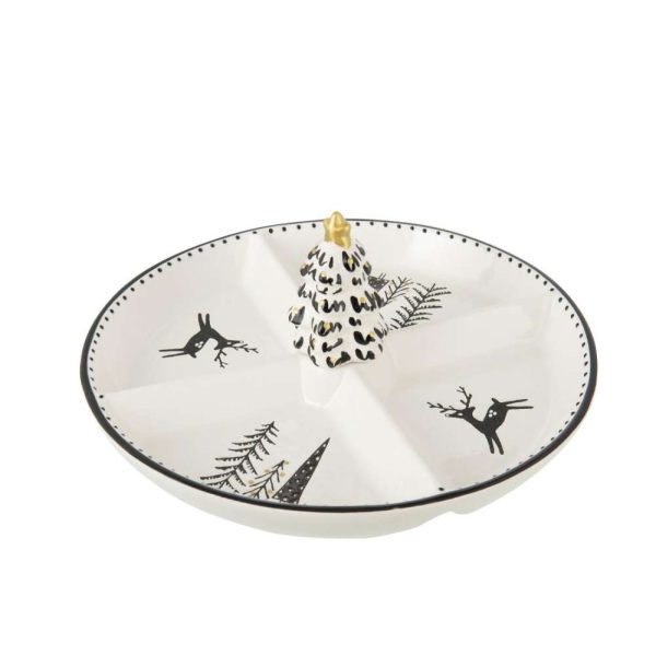 SERVING PLATE DOLOMITE WHITE/BLACK
