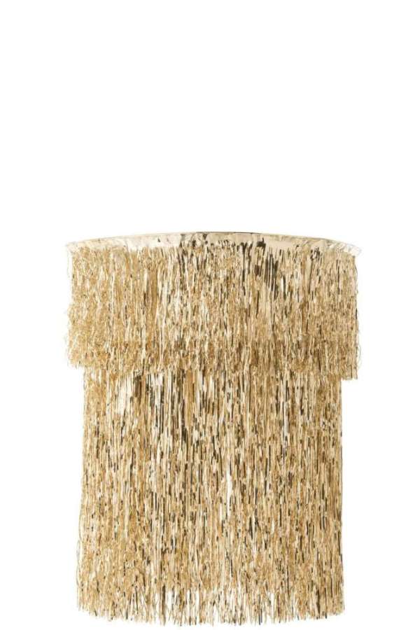 LAMP SHADE CHANDELIER FRINGES VINYL GOLD COLORED LARGE