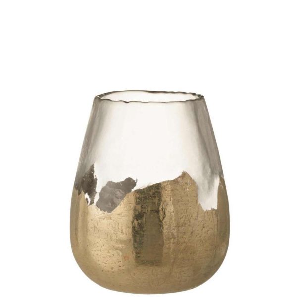TEALIGHT HOLDER ZOE ROUND GLASS GOLD LARGE