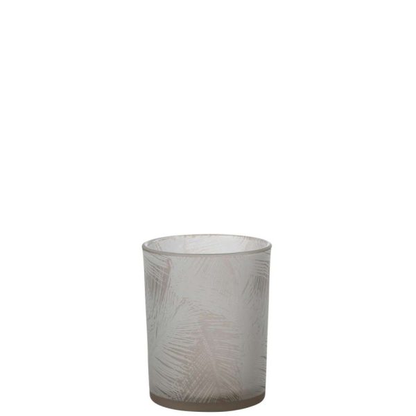 HURRICANE LEAVES GLASS BEIGE MEDIUM