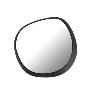 WALL MIRROR ROUND METAL/GLASS BLACK LARGE