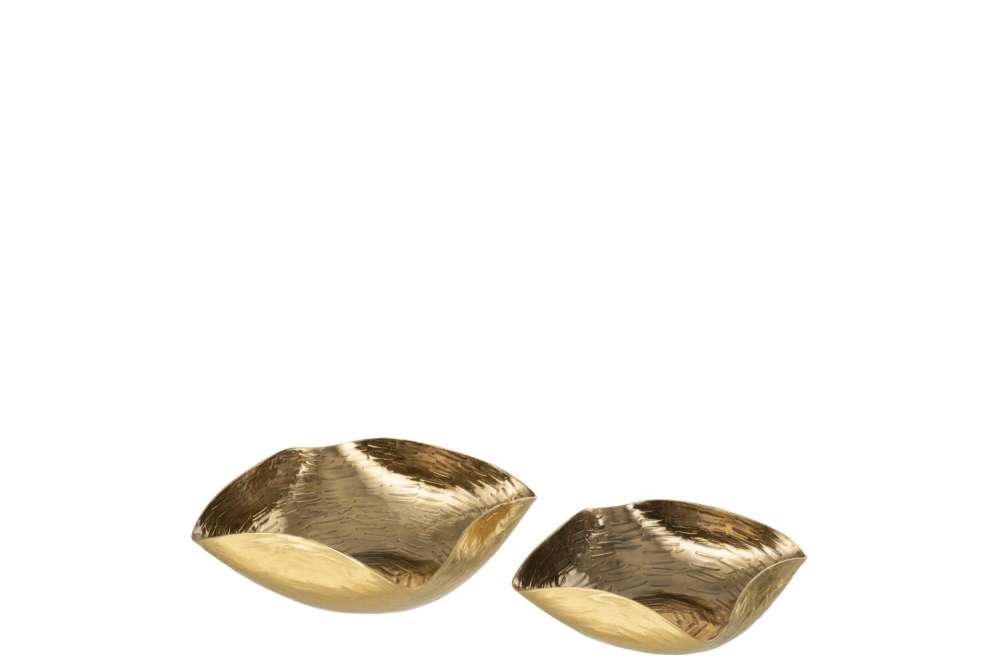 SET OF 2 PLATES BORDERS FOLDED METAL GOLD S