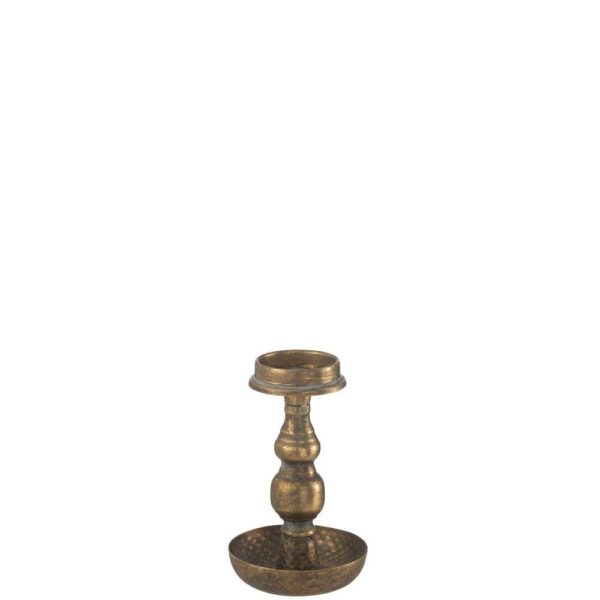 CANDLE HOLDER ANTIQUE METAL GOLD