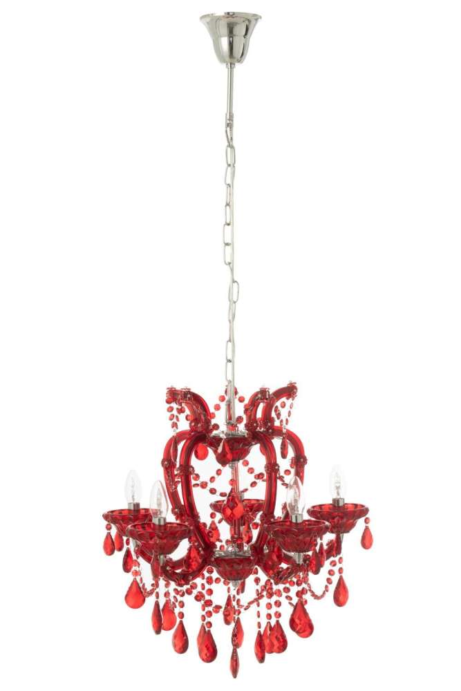 CEILING LAMP CHANDELIER ANTIQUE GLASS RED