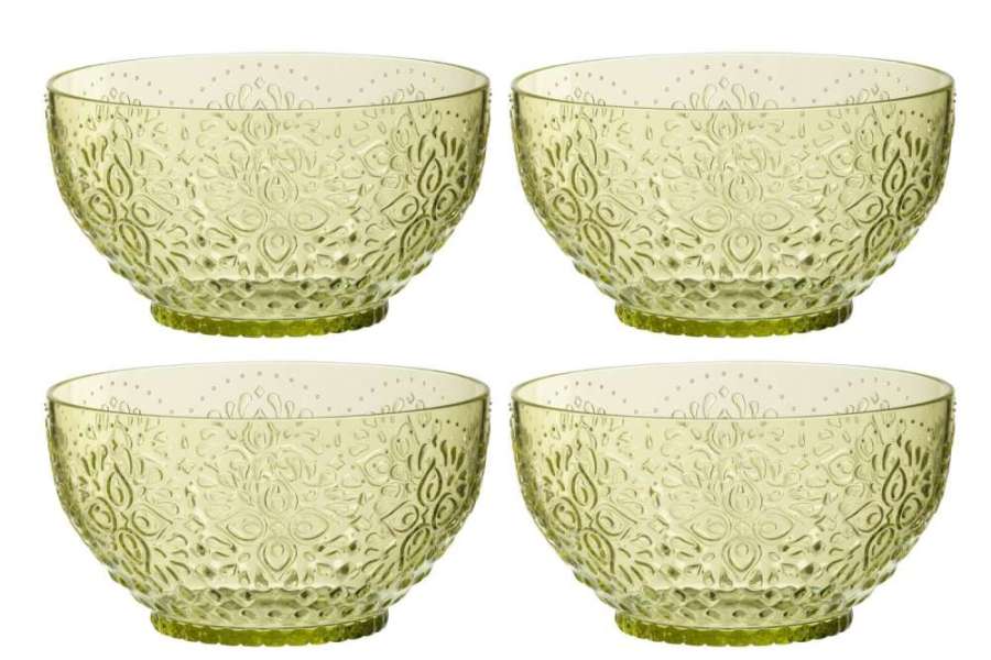 BOX OF 4 BOWL PLASTIC GREEN