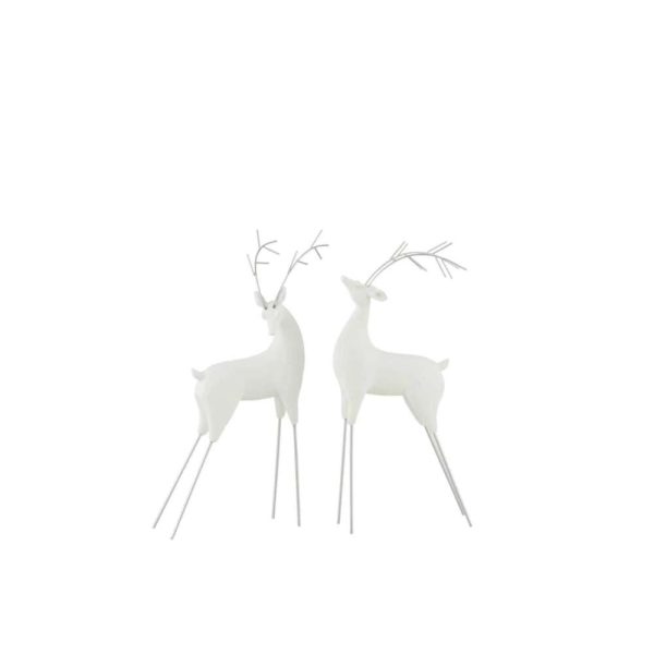 REINDEER POLY WHITE/SILVER SMALL ASSORTMENT OF 2