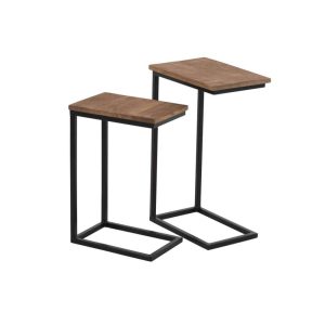 S/2 SIDETABLE RECTANGLE METAL/WOOD BLACK/NATURAL